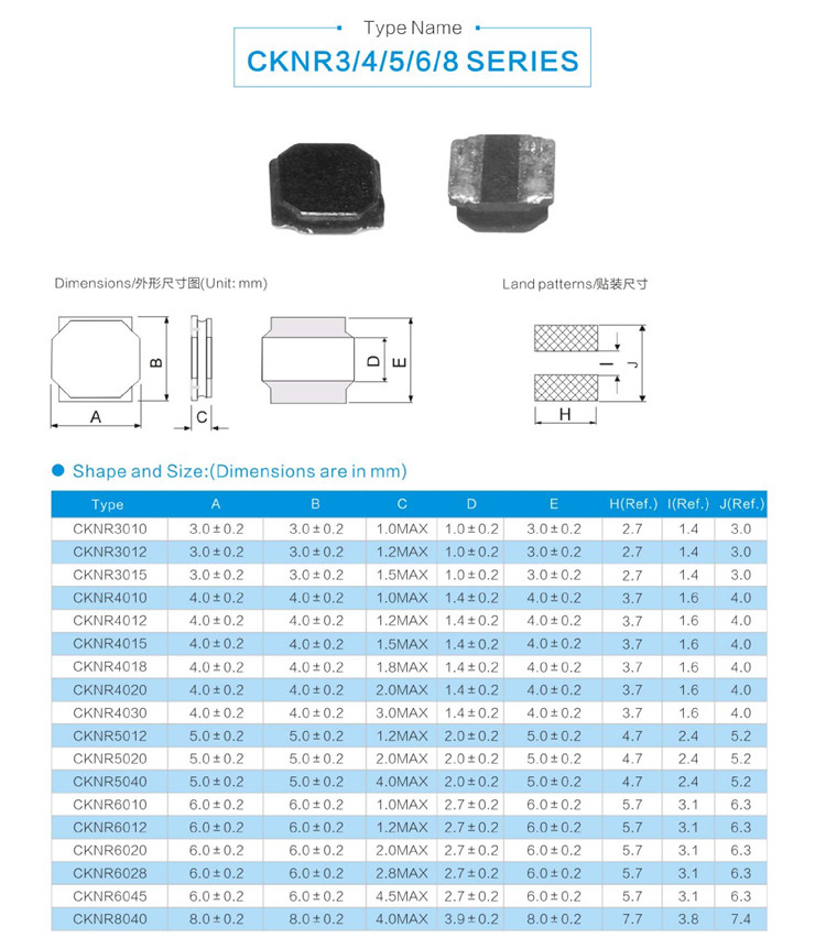 小体积NR电感参数2